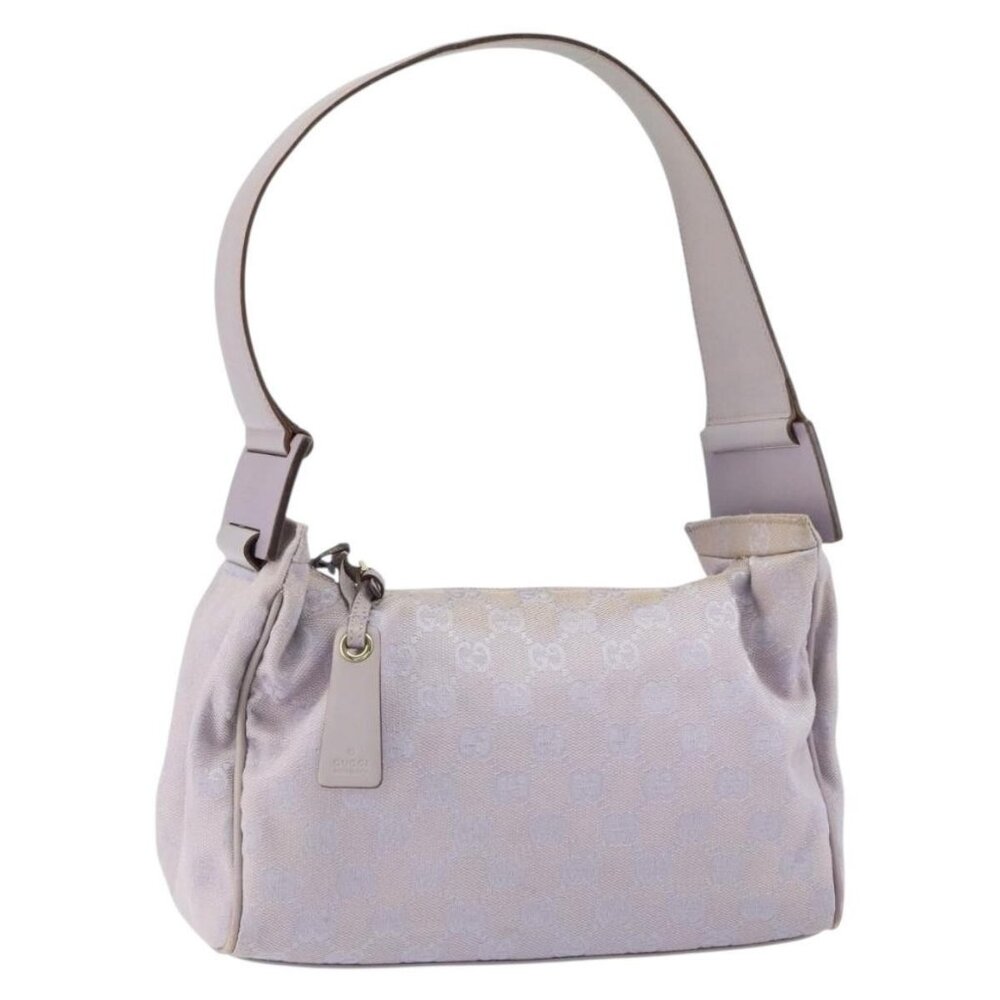 Authentic GUCCI GG Canvas Shoulder Bag Purple Gold 92699